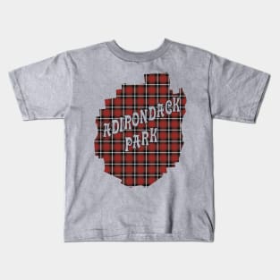 Red Plaid Adirondack Park w/ Text Kids T-Shirt